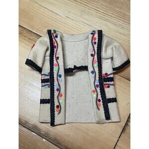 Beautiful Vintage Home Made Doll Jacket/Cardigan sweater. Colorful. Floral